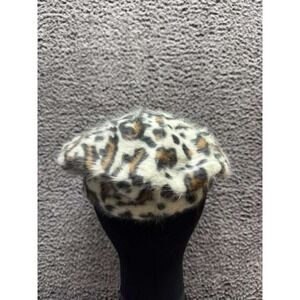 NWT Bronte Amsterdam GR Motif Leopard Print Angora Blend Beret Women's One Size